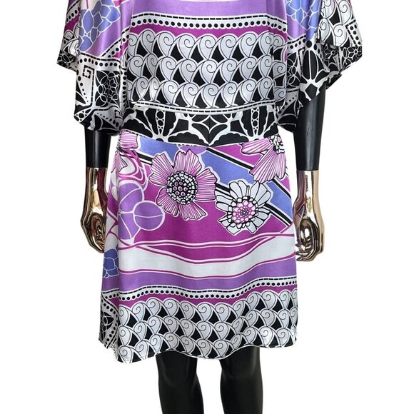 BCBGMAXAZRIA Purple Scarf Print Belted Mini Dress Large NWT $240 - Picture 8 of 11
